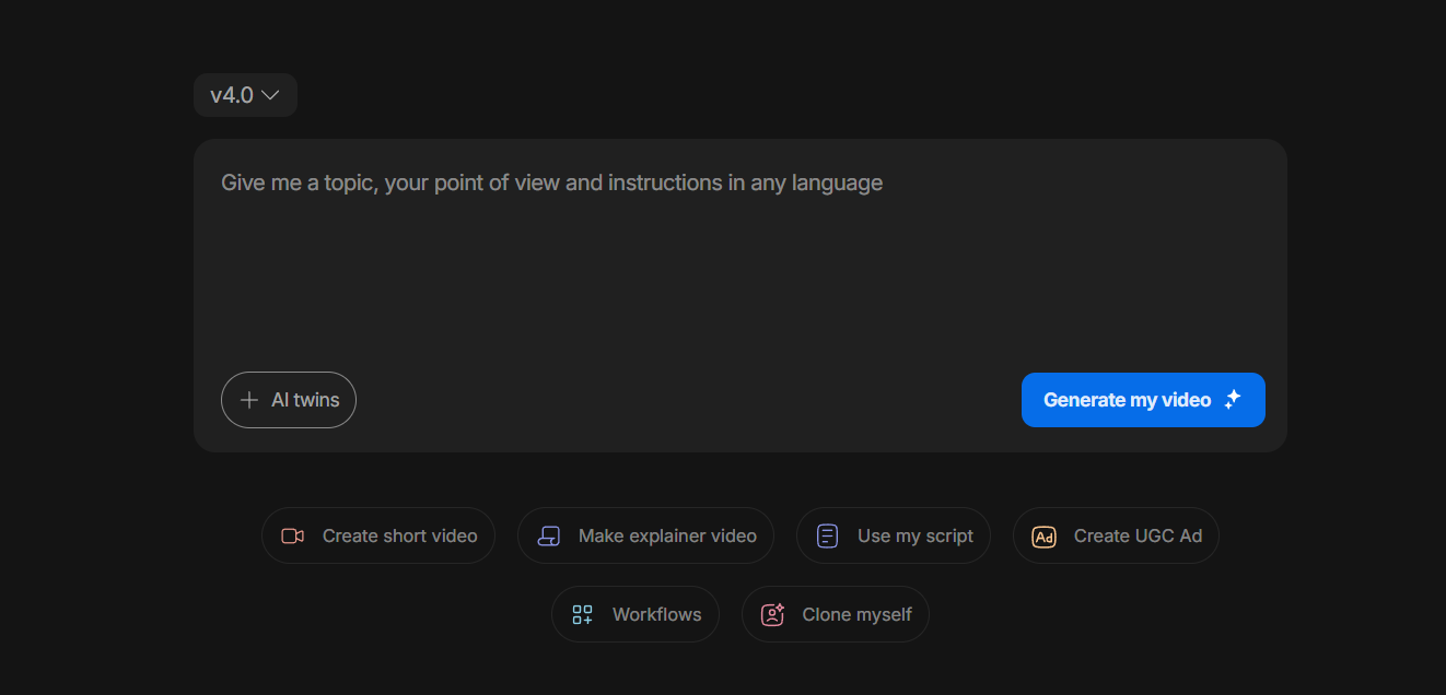 The simple text prompt interface of Invideo AI